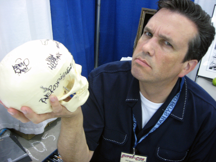 BONGO Master BILL MORRISON surveys the Skull of Greatness!